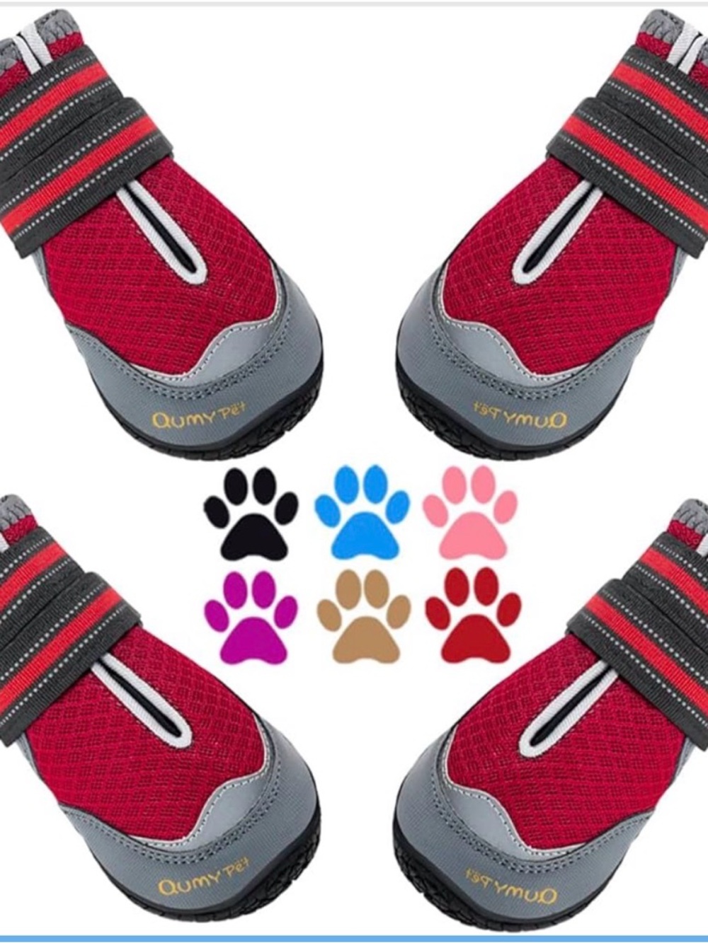 QUMY 4PCS Dog Boots for Large Dogs, Medium Dog Shoes size 2 (RED)
